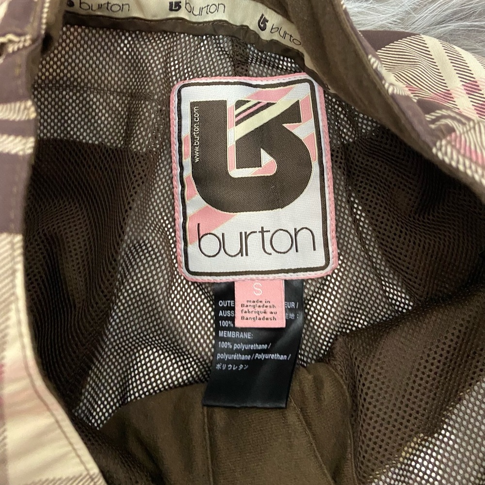 BURTON Brown Pink Plaid Pockets Snow Ski Snowboarding Pants Women’s Size Small - Picture 5 of 8